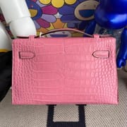 CK17 Ficelle  Shiny Alligator Crocodile Hermes Mini Kelly Pochette PHW-2011
