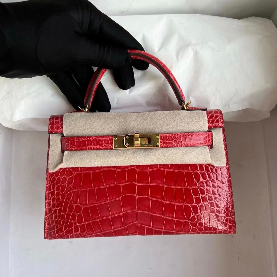 Hermès Kelly Mini II 2代 5L ultraviolet  Shiny Alligator Crocodile GHW-8790