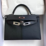HERMES MINI KELLY II 20CM BAG CK18 ETOUPE EPSOM PHW