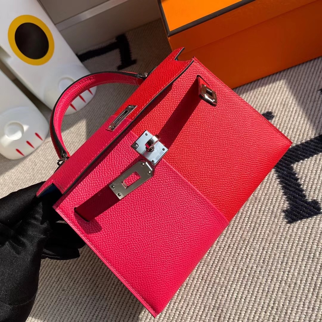 Hermes Kelly Mini Ⅱ Epsom I6 Rose Extreme S3 Rose de coeur B3 Blue Zanzibar