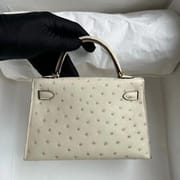 Hermes Kelly Mini II Ostrich 3C  Parchemin