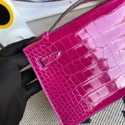 Hermes MiniKelly Pochette 5P pink Matte alligator crocodile-3217
