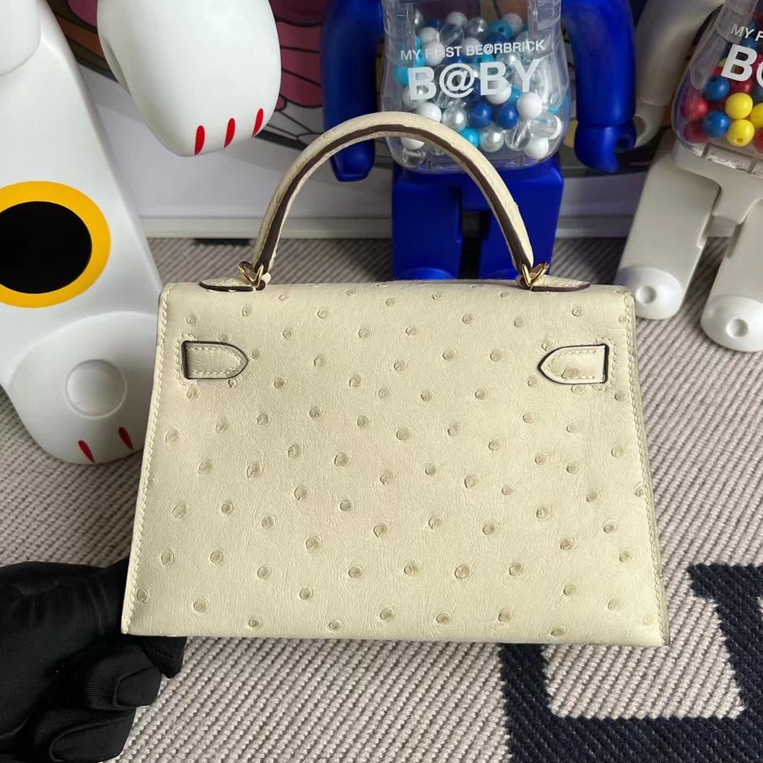 Hermes Kelly Mini II Ostrich 3C Parchemin Hermes Kelly Mini II Ostrich 3C Parchemin