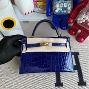 Hermes Kelly Mini 20 cm CC95  Braise Shiny Alligator Crocodile GHW-7895