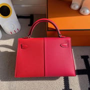 Hermes Kelly Mini Ⅱ 2代 19cm Epsom 5R Rose Shocking 荧光粉色 艳玫瑰色 金扣 全手工缝制蜜蜡线缝制-4696