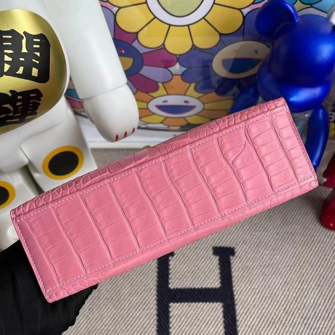 CK17 Ficelle  Shiny Alligator Crocodile Hermes Mini Kelly Pochette PHW-2011