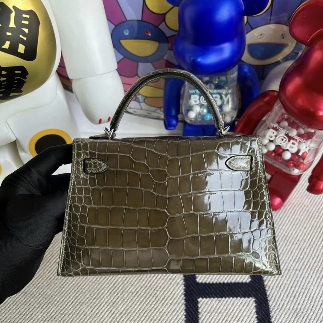 ermès Kelly Mini II 2代 G8 Vert Maquis  shiny alligator crocodile PHW