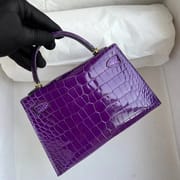 Hermès Kelly Mini II 19cm O6 Vert Jade Shiny Alligator Crocodile-8652