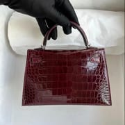 HHermès Kelly Mini II  7W Blue Izmir  shiny alligator crocodile GHW-3660