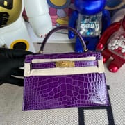 Hermès Kelly Mini II 19cm O6 Vert Jade Shiny Alligator Crocodile-8652