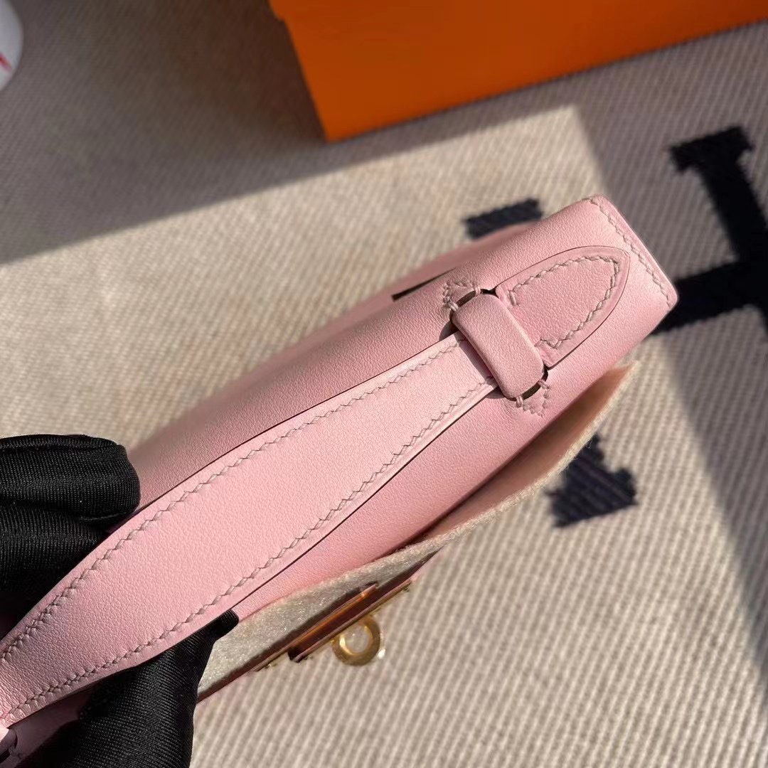 Hermes MiniKelly Pochette Swift 3Q Rose Sakura Hermes MiniKelly Pochette Swift 3Q Rose Sakura