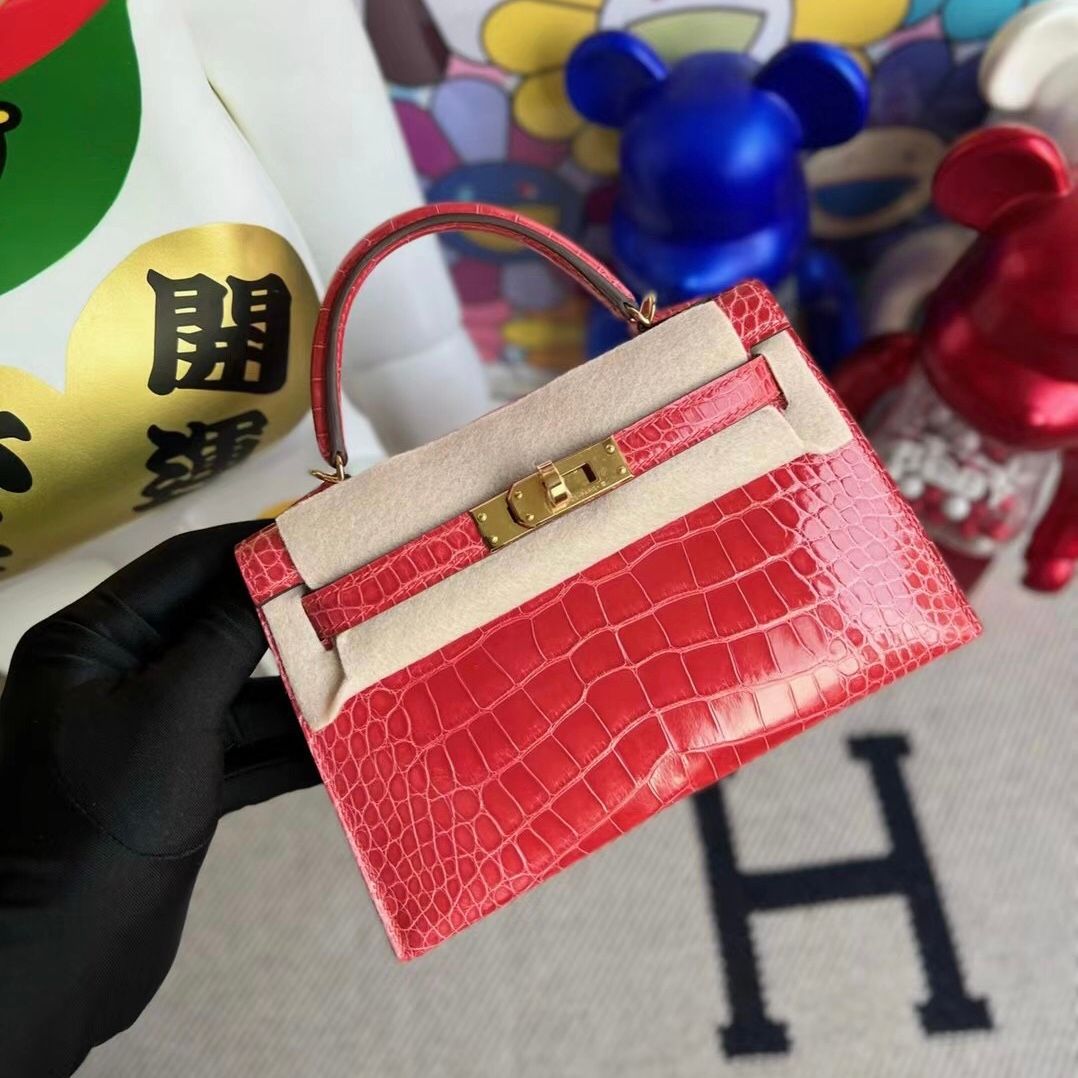 Hermès Kelly Mini II 2代 5L ultraviolet  Shiny Alligator Crocodile GHW-8790