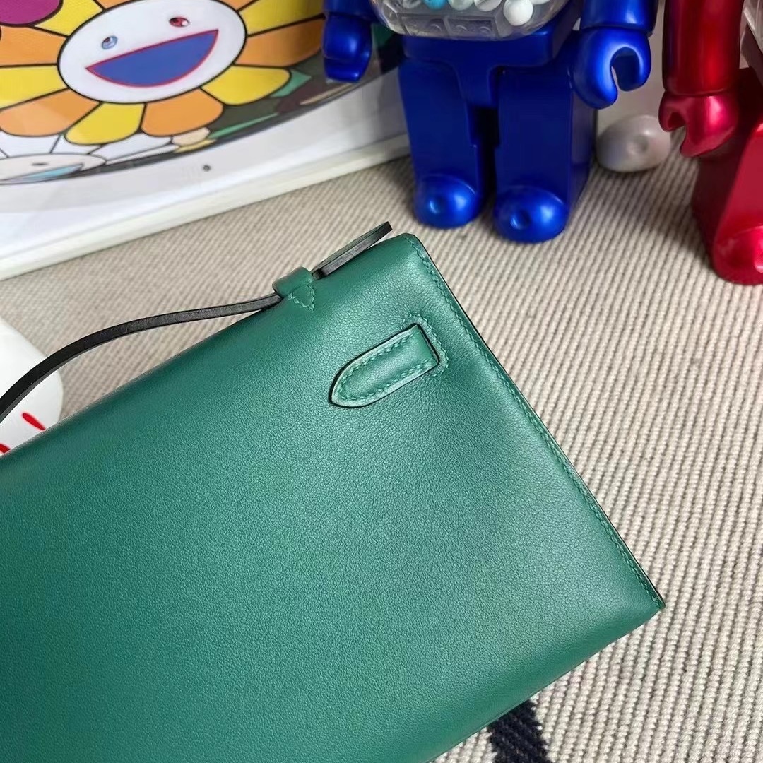 Hermes MiniKelly Pochette Swift Z6 孔雀绿 Malachite 金扣