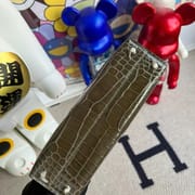 Hermès Kelly mini II Shiny Alligator Crocodile 7W Blue Izmir Gold hardware All hand sewing-0248-3331