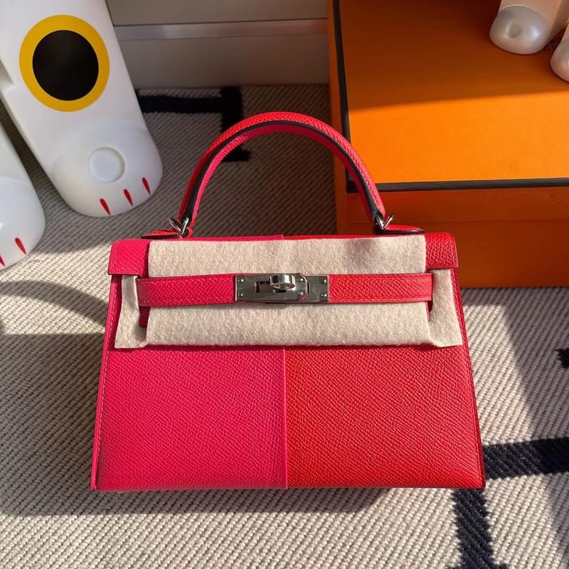 Hermes Kelly Mini Ⅱ 2代 19cm Epsom 5R Rose Shocking 荧光粉色 艳玫瑰色 金扣 全手工缝制蜜蜡线缝制-4696
