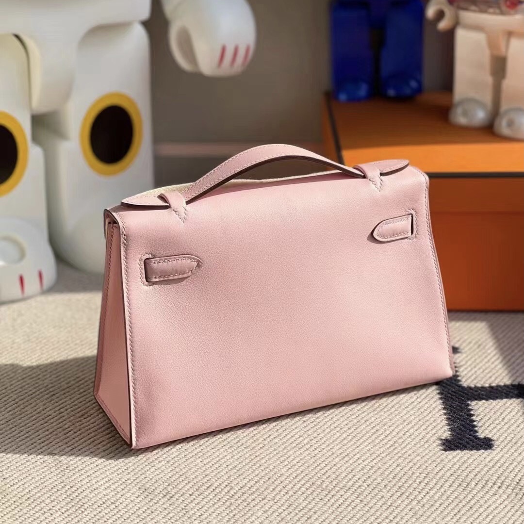 Hermes MiniKelly Pochette Swift 3Q Rose Sakura Hermes MiniKelly Pochette Swift 3Q Rose Sakura