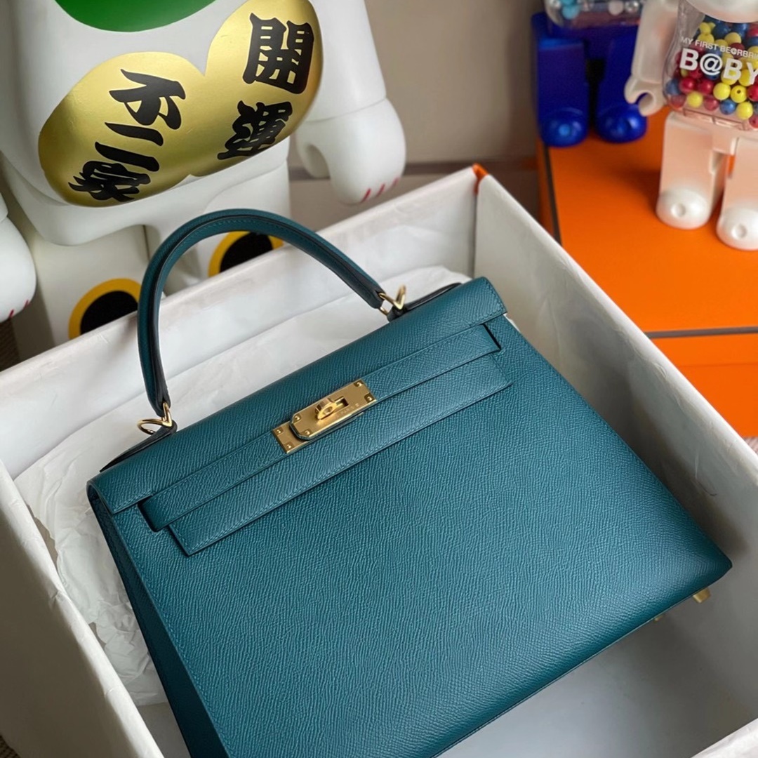 Hermes Kelly 28cm W0 Vert Bosphore Epsom