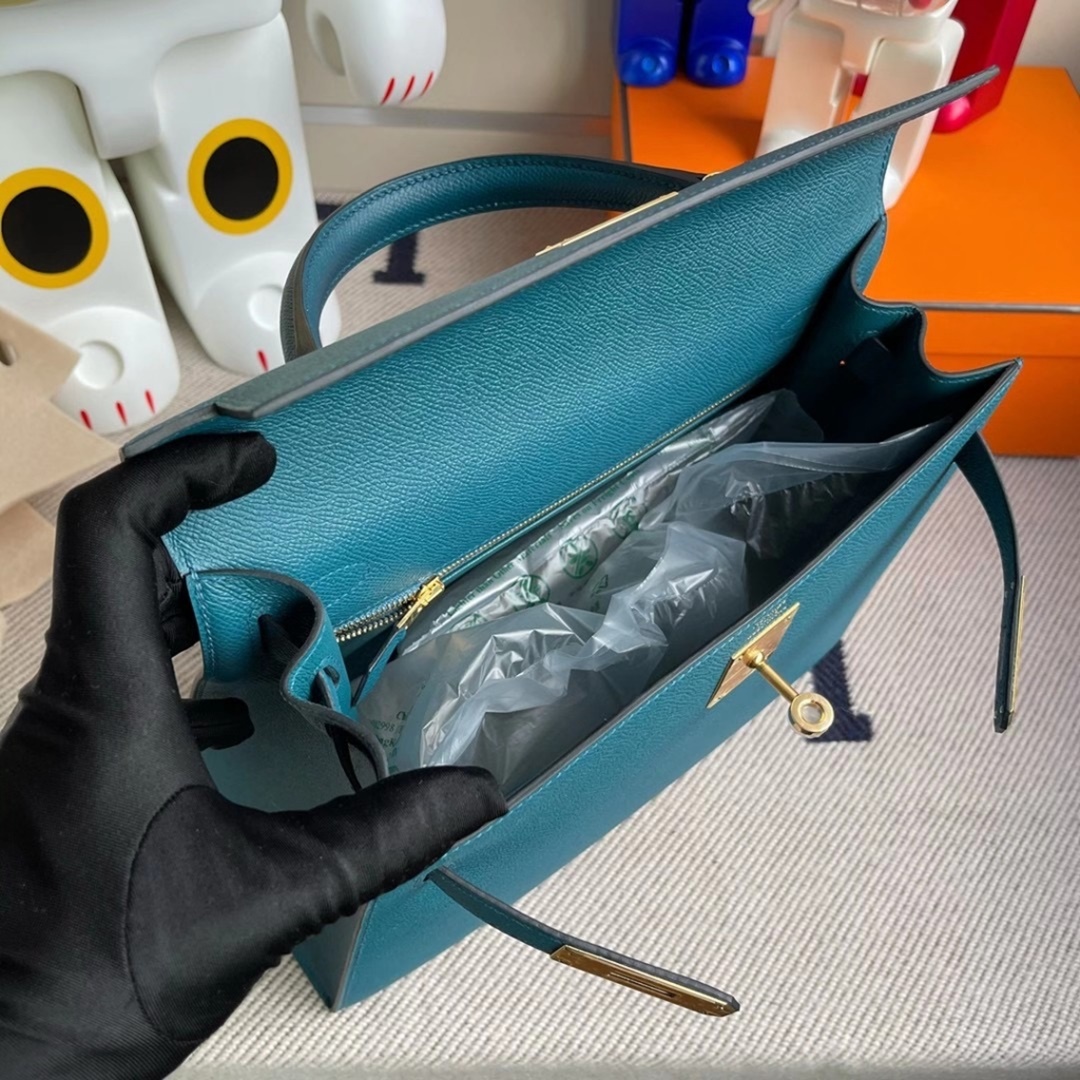 Hermes Kelly 28cm W0 Vert Bosphore Epsom Hermes Kelly 28cm W0 Vert Bosphore Epsom
