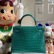 Hermes Kelly 28cm CK14 Beige 杏色 Shiny Porosus Crocodile ＾-6468