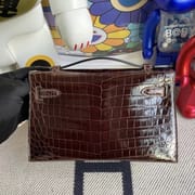 Hermes MiniKelly Pochette Shiny nilo crocodile CK88 Graphite-1093