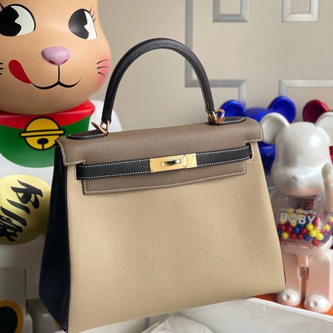 Hermes Kelly 28cm HSS Togo 81 Gris Tourterelle 89 Noir 18 etoupe