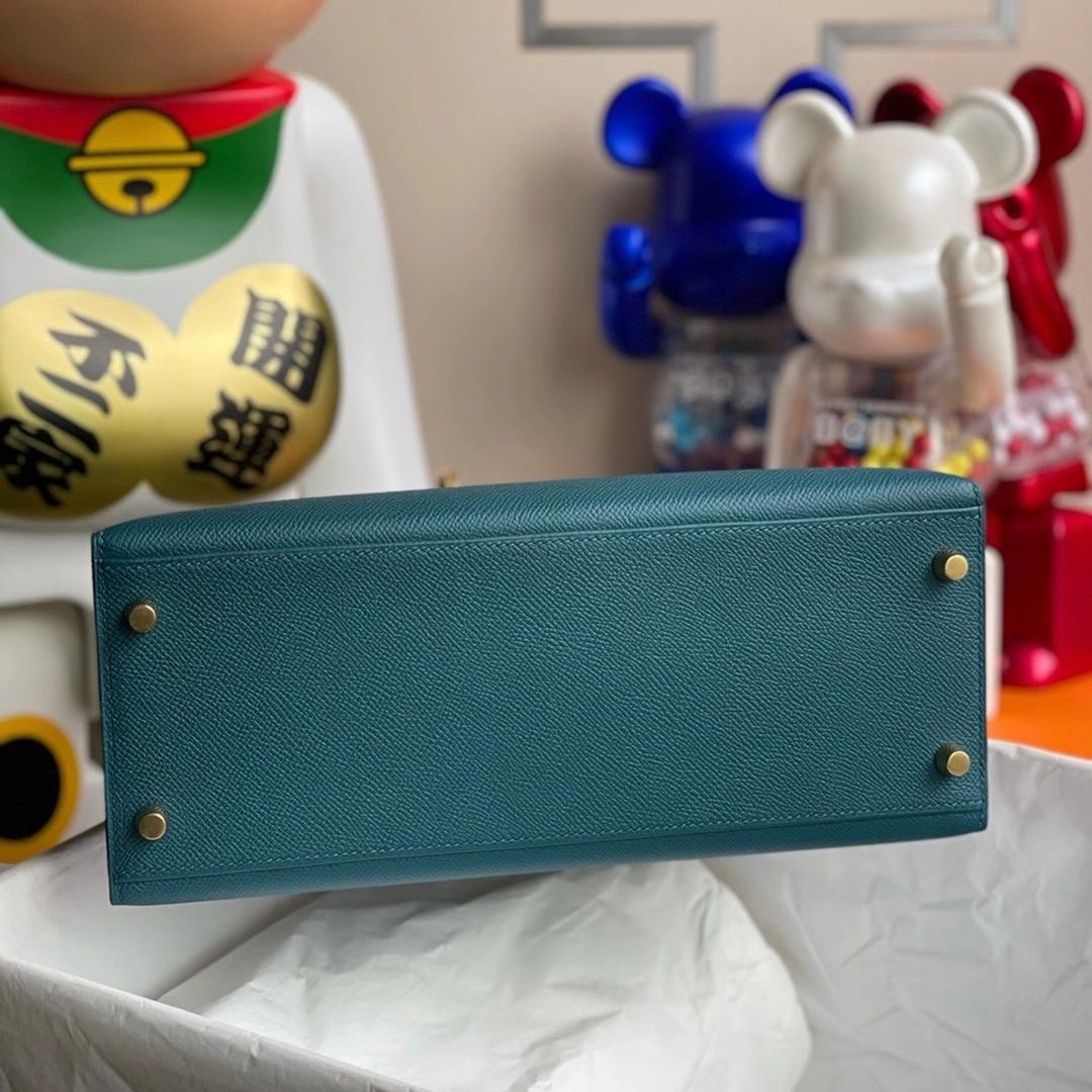 Hermes Kelly 28cm Epsom 6O  Vert Cypres-7826