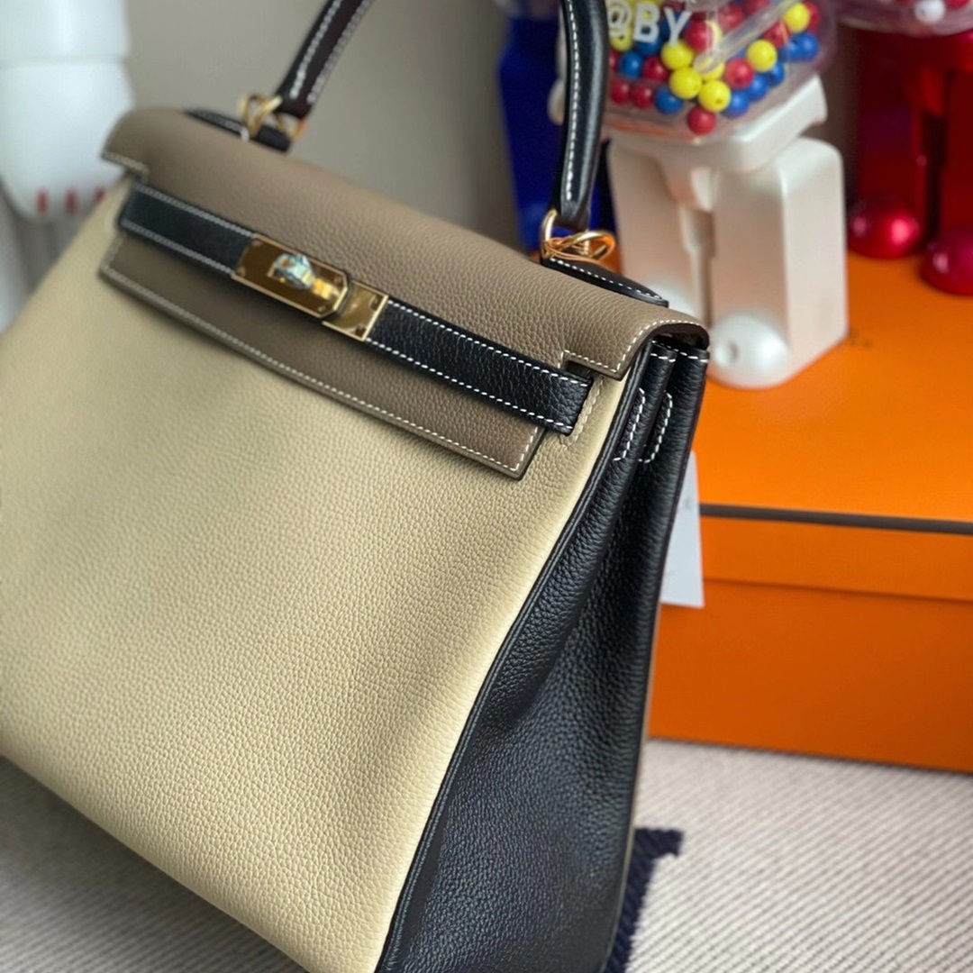 Hermes Kelly 28cm HSS Togo 81 Gris Tourterelle 89 Noir 18 etoupe