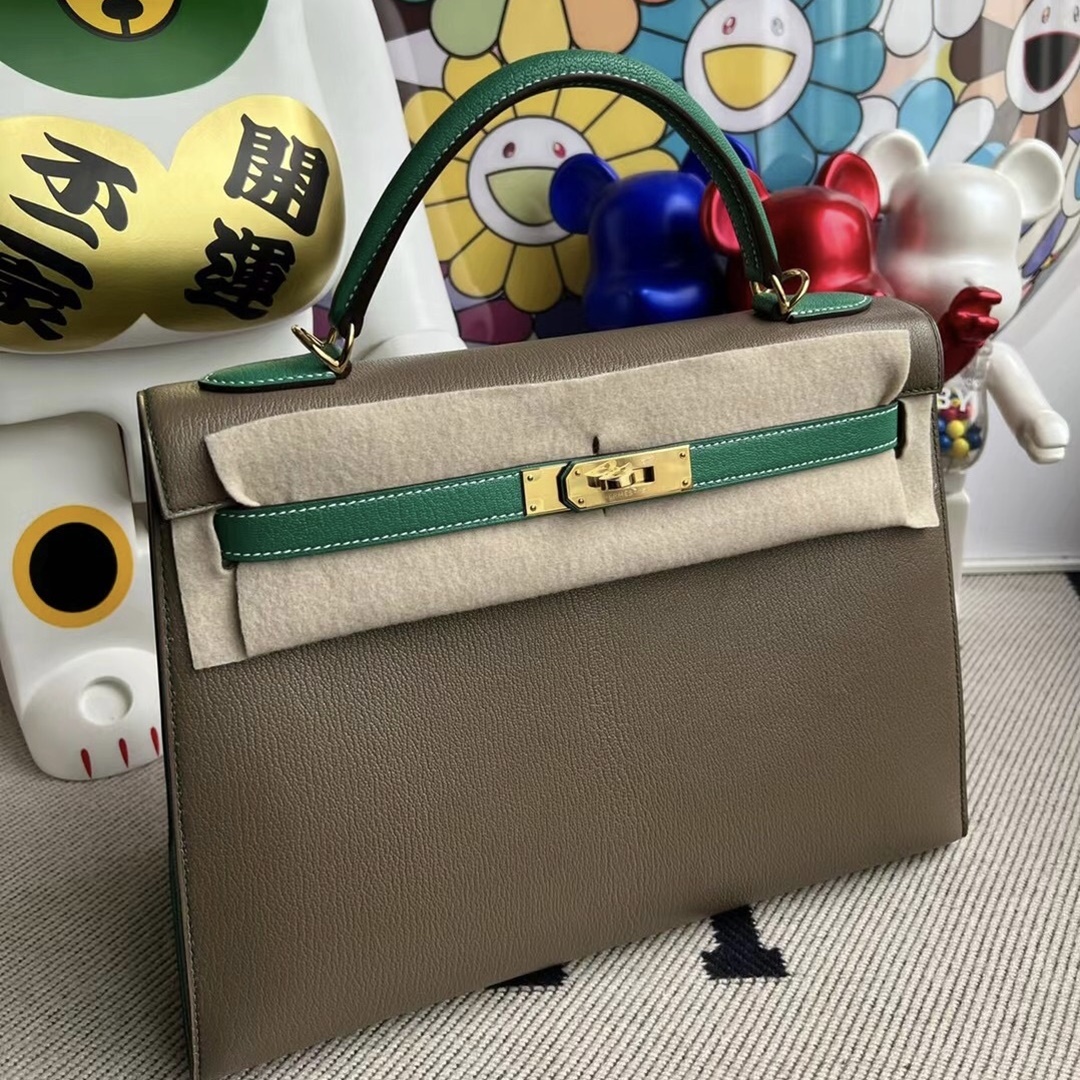 ermes Kelly 32cm HSS Chevre Mysore 18 Etoupe Z6 Malachite ermes Kelly 32cm HSS Chevre Mysore 18 Etoupe Z6 Malachite