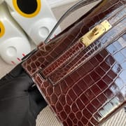 Hermes MiniKelly Pochette Shiny nilo crocodile CK88 Graphite-1093