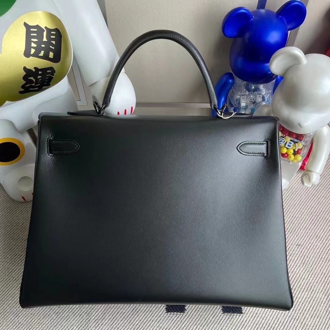 Hermes Kelly 35cm SO Black Box Retourne Black Hardware Hermes Kelly 35cm SO Black Box Retourne Black Hardware