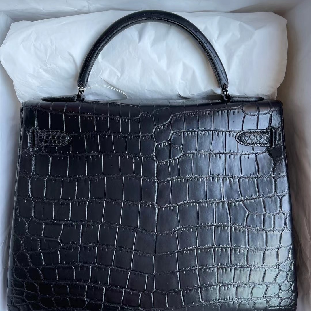 Hermes Kelly 32cm So Black 89 Noir  Matte Nilo Crocodile HCP