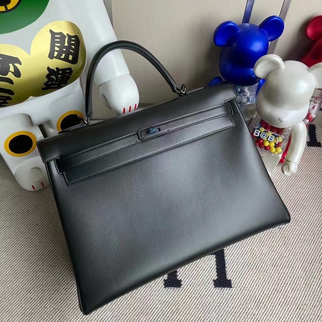 Hermes Kelly 35cm SO Black Box Retourne Black Hardware Hermes Kelly 35cm SO Black Box Retourne Black Hardware