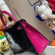 Hermes Kelly 28cm 67 Vert Fonce  Shiny Porosus Crocodile-4971