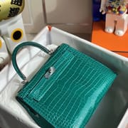 Hermes Kelly 28cm CK14 Beige 杏色 Shiny Porosus Crocodile ＾-6468