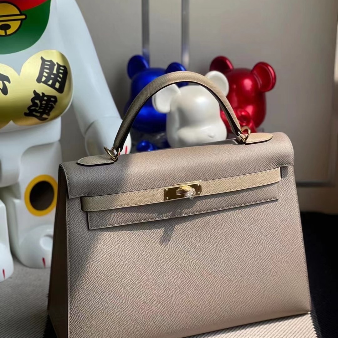Hermes Kelly 32cm Epsom M8  Griss Asphalte/S2 Trench