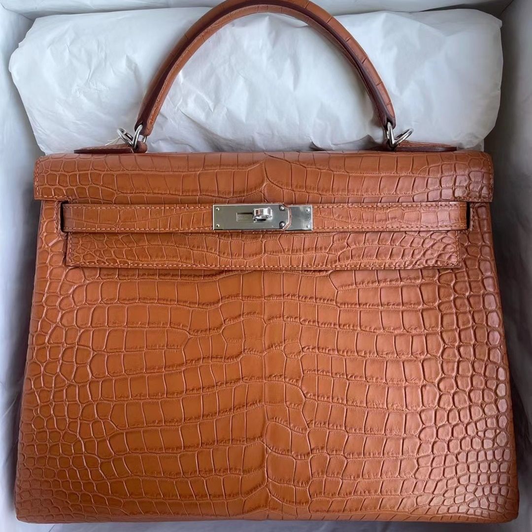Hermes Kelly 32cm So Black 89 Noir  Matte Nilo Crocodile HCP-0309