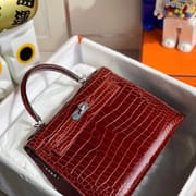 Hermes HSS Kelly 28cm J5 Rose Sheheraradez 89 Noir Porosus Crocodile-5215