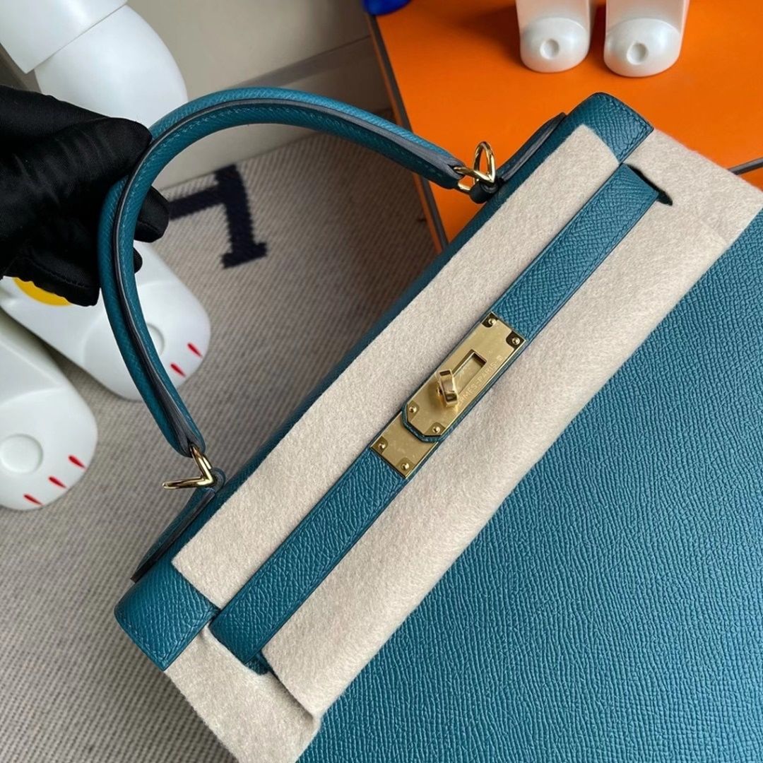 Hermes Kelly 28cm Epsom 6O  Vert Cypres-7826