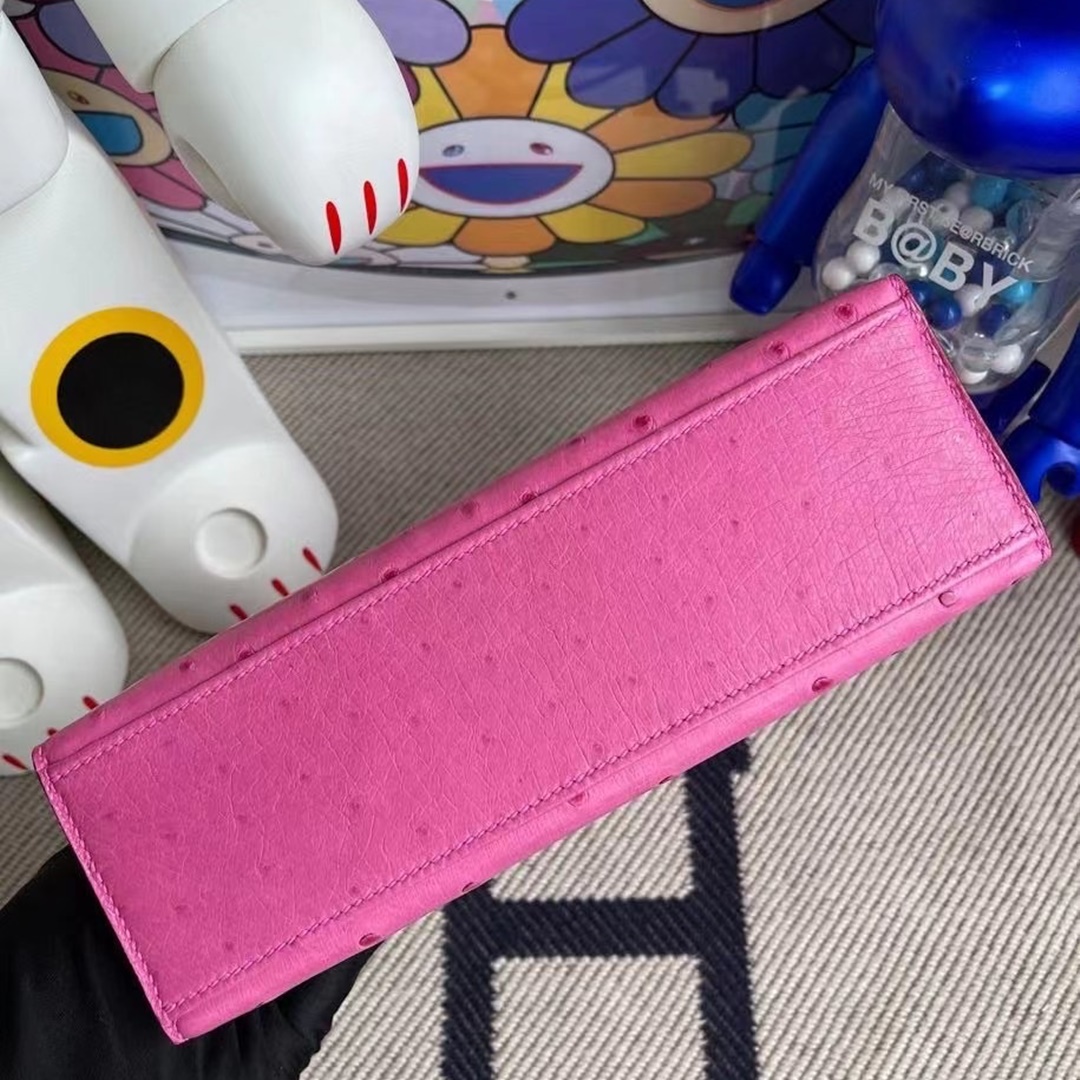 Hermes Minikelly pochette 22cm E5 Rose Tyren 桃红色 Ostrich 御用原厂kk 南非鸵鸟皮 银扣 全手工蜜蜡线缝制 定制 Hermes Minikelly pochette 22cm E5 Rose Tyren 桃红色 Ostrich 御用原厂kk 南非鸵鸟皮 银扣 全手工蜜蜡线缝制 定制