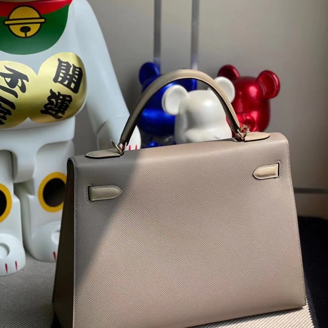 Hermes Kelly 32cm Epsom M8  Griss Asphalte/S2 Trench