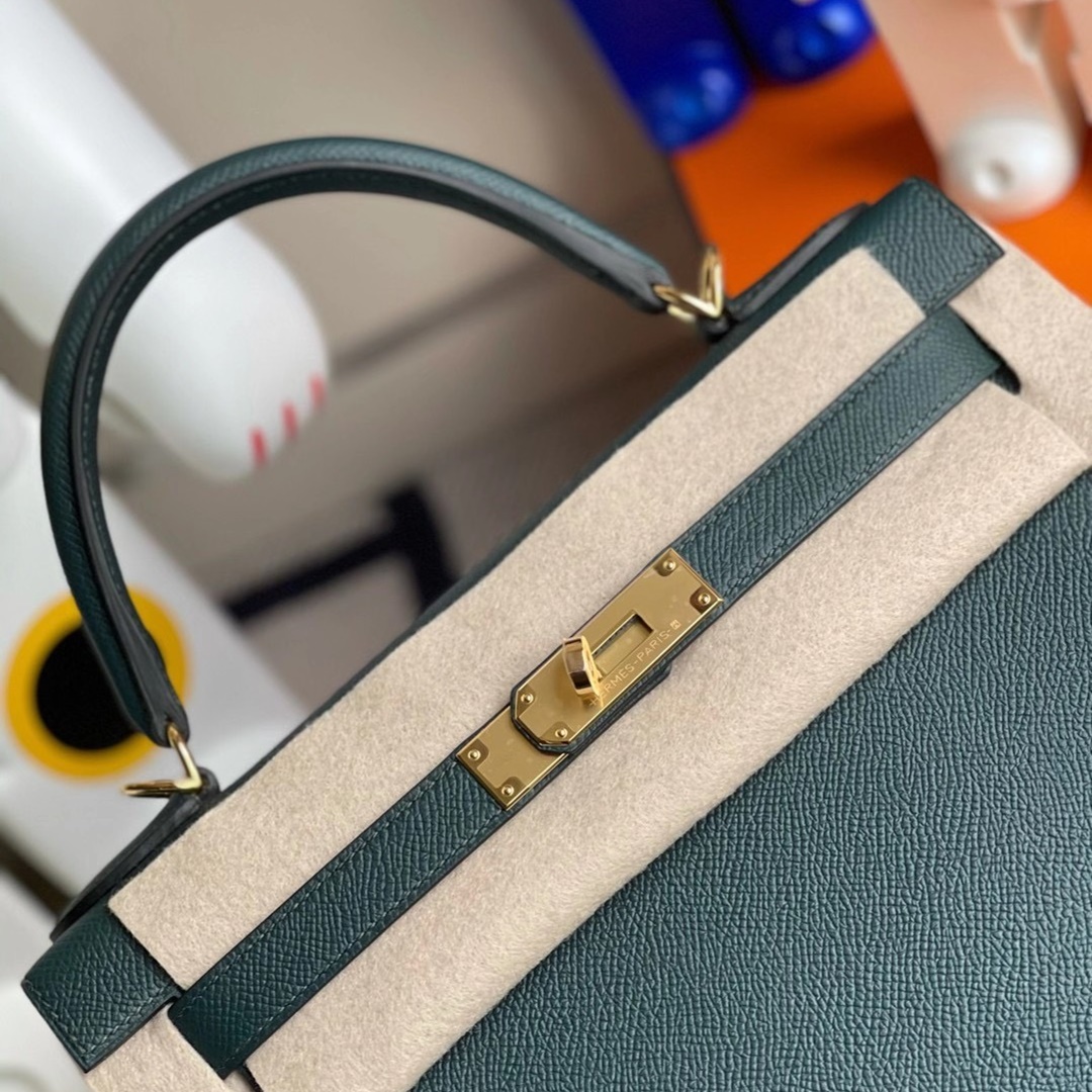 Hermes Kelly 28cm Epsom 6O  Vert Cypres