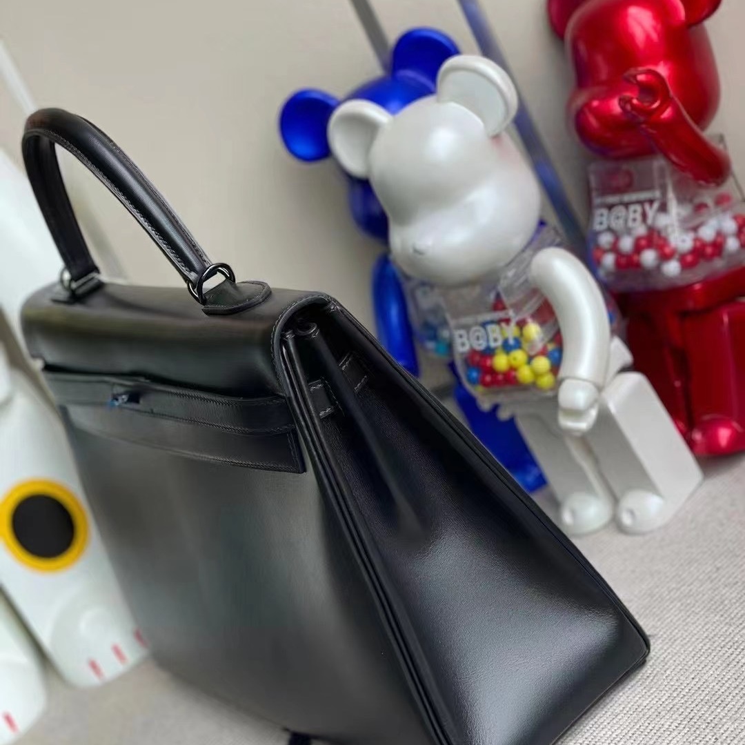 Hermes Kelly 35cm SO Black Box Retourne Black Hardware Hermes Kelly 35cm SO Black Box Retourne Black Hardware