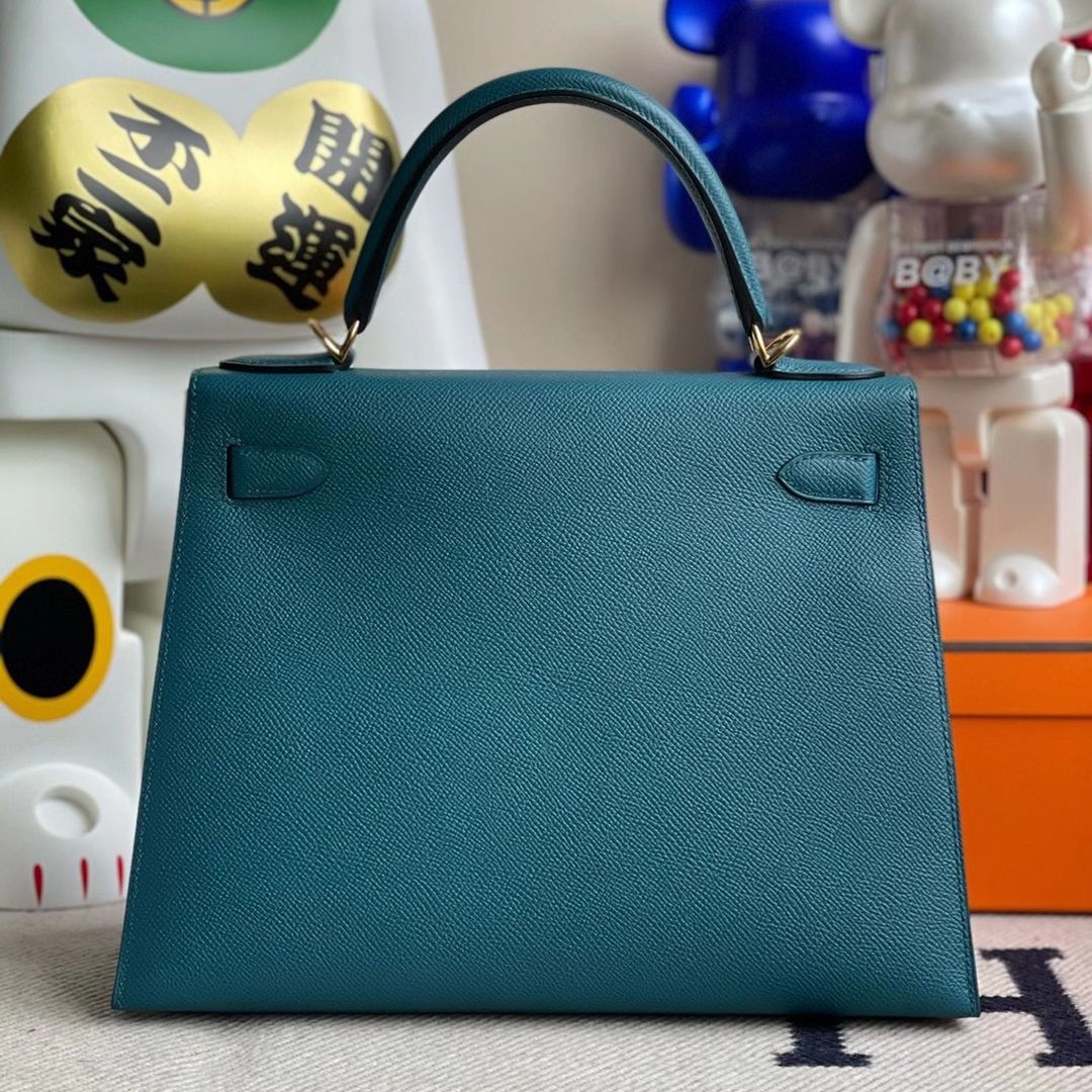 Hermes Kelly 28cm Epsom 6O  Vert Cypres-7826