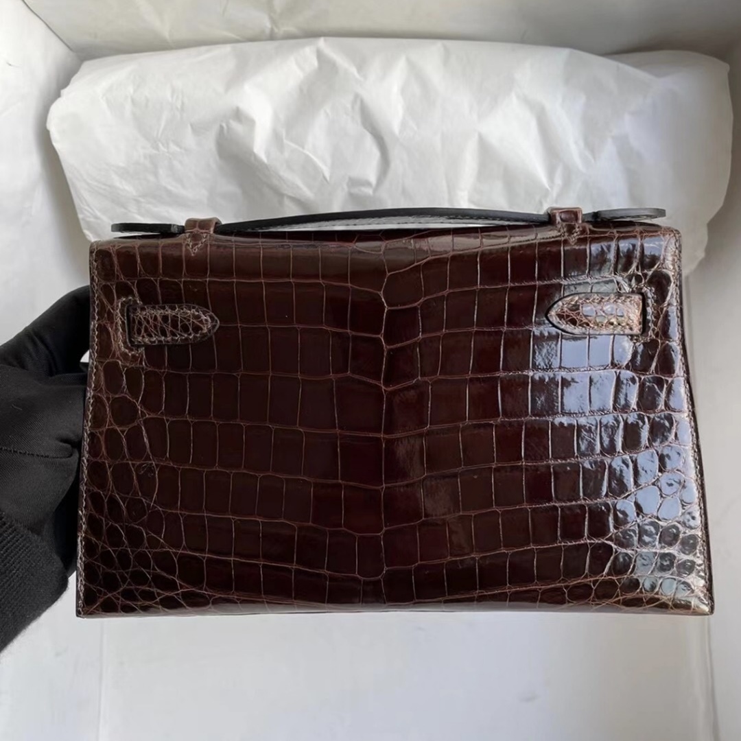 Hermes MiniKelly Pochette 22cm Shiny nilo crocodile CC31 Miel Hermes MiniKelly Pochette 22cm Shiny nilo crocodile CC31 Miel