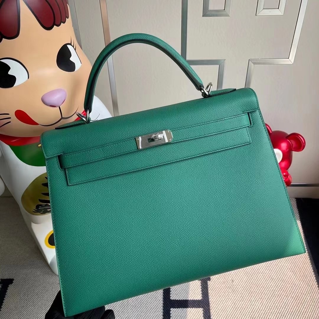 Hermes Kelly 32cm Epsom U4 Vert Verigo