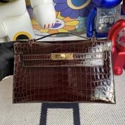 Hermes MiniKelly Pochette Shiny nilo crocodile CK88 Graphite-1093