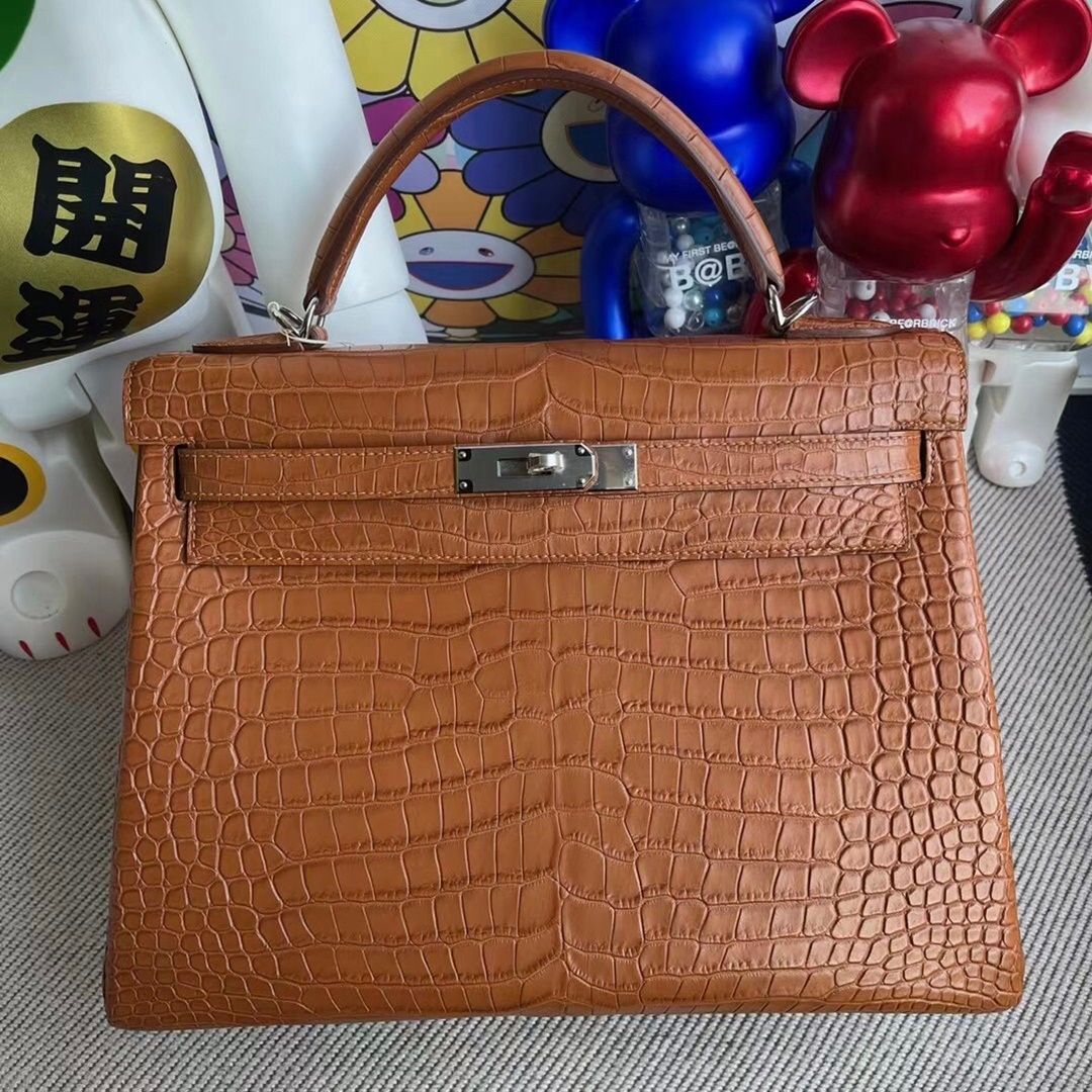 Hermes Kelly 32cm So Black 89 Noir  Matte Nilo Crocodile HCP-0309