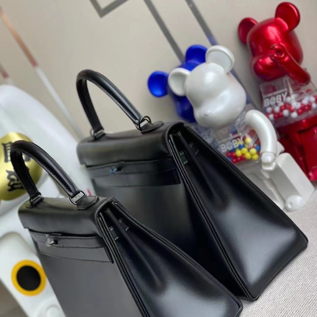 Hermes Kelly 32cm SO Black Box Retourne Black Hardware CK89 Noir Hermes Kelly 32cm SO Black Box Retourne Black Hardware CK89 Noir