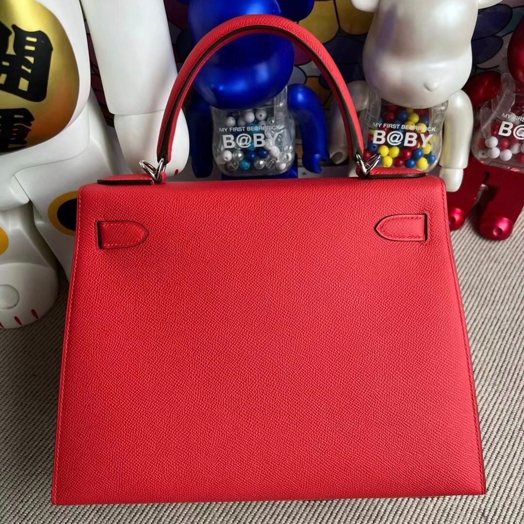 Hermes Kelly 28cm Hss Epsom 1Z  jaune poussin 1Q rose confetti-5623
