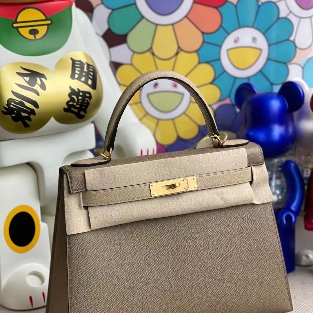 Hermes Kelly 28cm HSS Epsom CK18 Etoupe S2 Trench GHW Hermes Kelly 28cm HSS Epsom CK18 Etoupe S2 Trench GHW